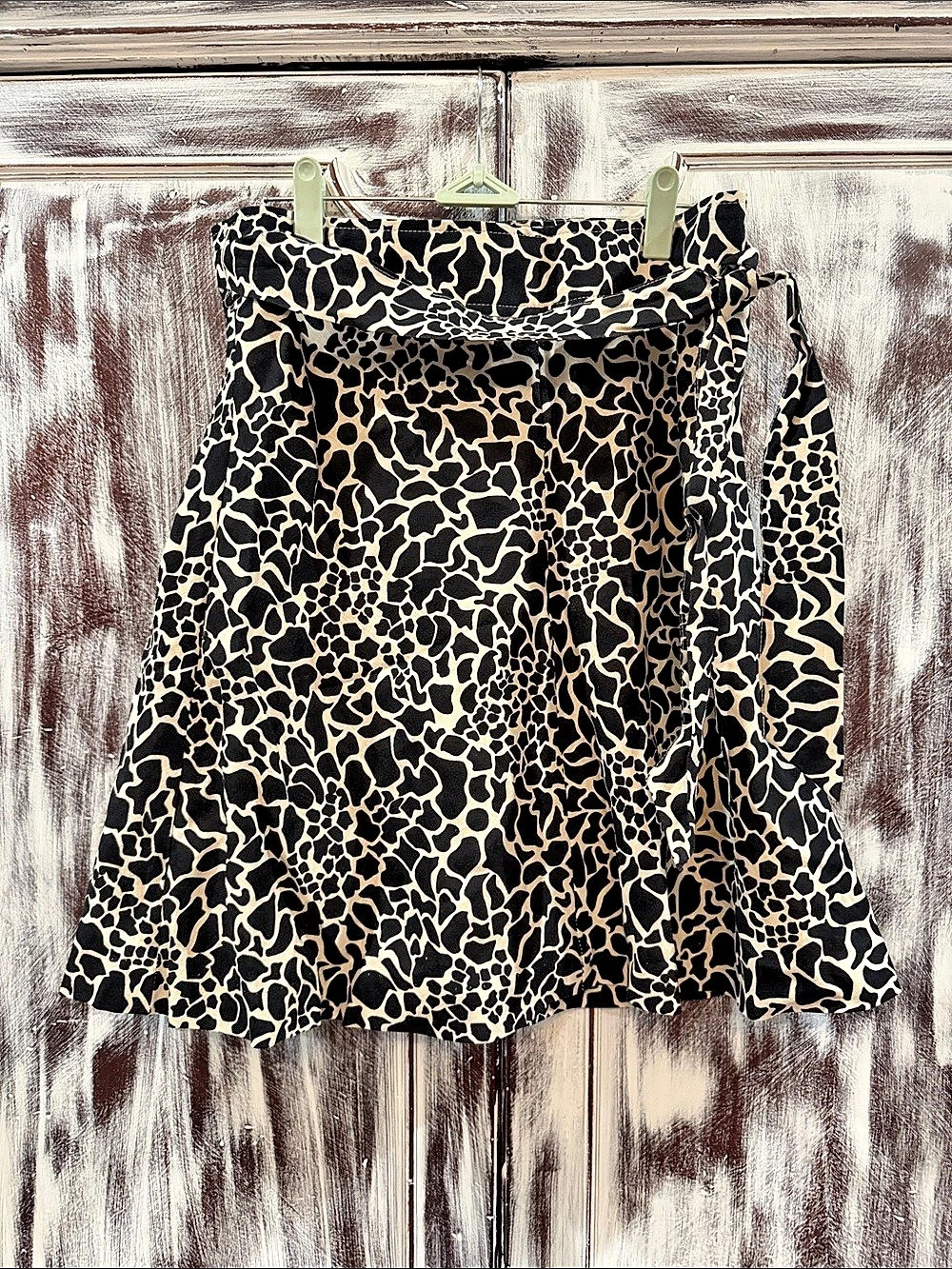 NWOT Merona Black and Cream Giraffe Print Linen Skirt A-Line Skirt Size 4